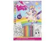 Szkolne artykuły papiernicze - Kolorowanie po numerach A4 5ark Jednorożec - kolorowanka - miniaturka - grafika 1