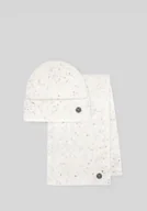 Czapki damskie - Damski komplet zimowy – czapka i szalik ecru - miniaturka - grafika 1