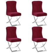 Krzesła - vidaXL Lumarko Krzesła stołowe, 4 szt., winna czerwień, 53x52x98 cm, aksamitne 3074919 - miniaturka - grafika 1