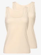 Koszulki i topy damskie - sloggi - Damski tank top, 2 szt. w opakowaniu GO Allround, beżowy|różowy|biały - miniaturka - grafika 1