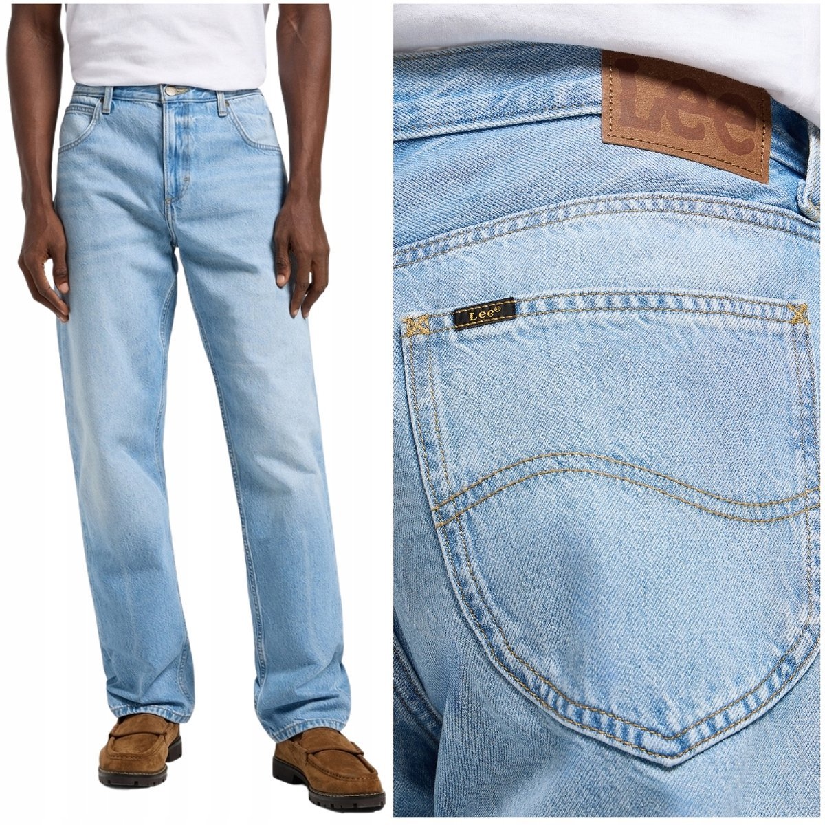 Lee OSCAR Pure Hansome luźne zwężane spodnie jeansowe bez streczu W33 L34
