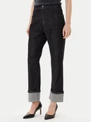 Spodnie damskie - Rinascimento Jeansy CFC0125150003 Czarny Loose Fit - miniaturka - grafika 1