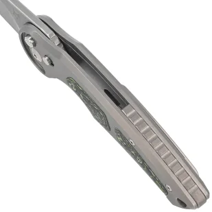 Nóż składany Fox Jupiter Gray Titanium/Jungle Wear Fatcarbon, Acid Stonewashed M390 by Denis Simonutti (FX-555 TICF) - Noże - miniaturka - grafika 4