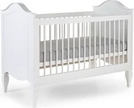 Łóżka dla dzieci i młodzieży - CHILDHOME Romantic White - Łóżko dziecięce - 70x140 cm łóżko z litego drewna sosnowego w kolorze białym z regulowaną wysokością, stelażem z listew i zdejmowaną bramką zabezpieczającą - miniaturka - grafika 1