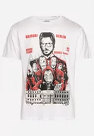 Koszulki męskie - Biały Klasyczny T-shirt z Bawełny z Dużym Nadrukiem Gunelia - miniaturka - grafika 1