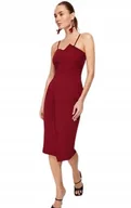 Sukienki - TRENDYOL BORDOWA SUKIENKA MIDI Z PROSTYM DEKOLTEM NA RAMIĄCZKACH 38 5_A - miniaturka - grafika 1