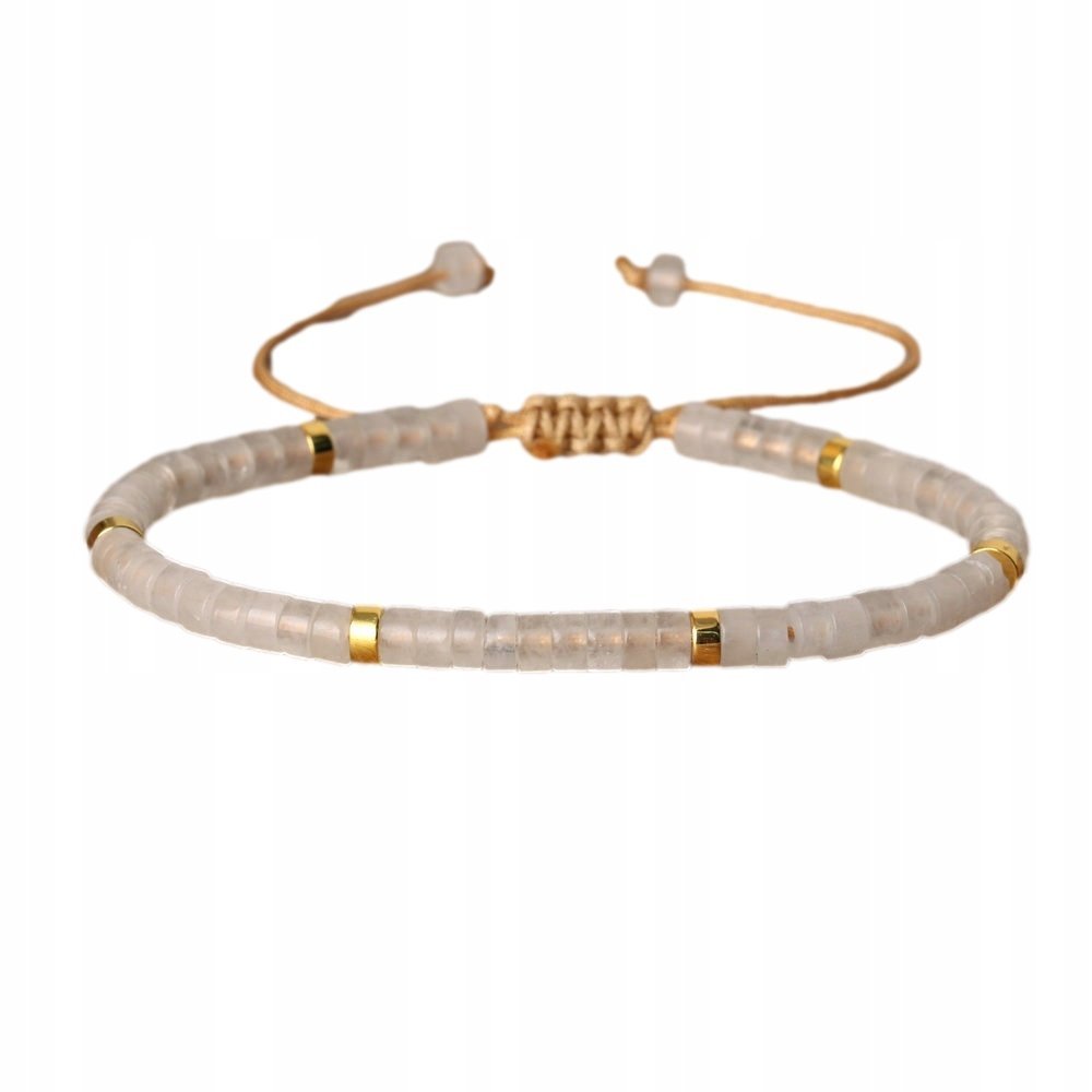 Bransoletka Damska Koraliki Kamień Naturalny Czysty Kwarc 2x4 mm Regulowany