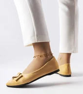 Mokasyny damskie - Beżowe balerinki zdobione cyrkoniami Rémy -38 - miniaturka - grafika 1