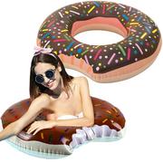 Materace dmuchane i koła do pływania - FDJ, Koło do pływania, Duże, Brązowyy Donat Donut Pączek, 60cm - miniaturka - grafika 1