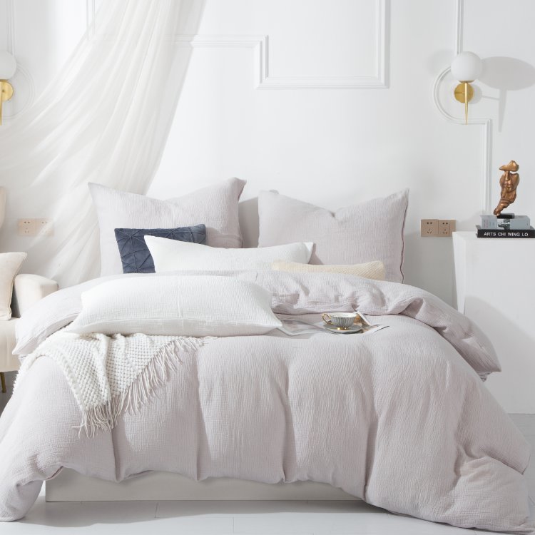 SZARA POŚCIEL MUŚLINOWA 220x200 KOMPLET PREMIUM DELIKATNA NATURALNA