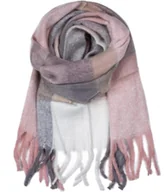 Apaszki i szaliki damskie - Ciepły szal szalik krata kratka puchata dzianina - miniaturka - grafika 1