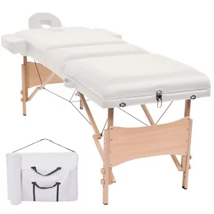 vidaXL Składany stół do masażu, trzyczęściowy, grubość 10 cm, biały vidaXL - Stoły i łóżka do masażu - miniaturka - grafika 1
