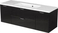 Szafki łazienkowe - Szafka łazienkowa z umywalką wisząca szklane fronty czarny mat 120 cm Bravia Gante - miniaturka - grafika 1