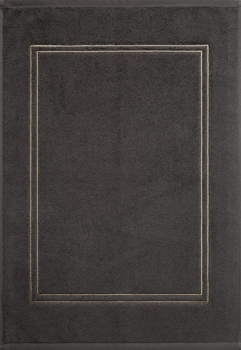 Dywanik łazienkowy Olivia 50x70 cm stalowy złoty haft bawełna
