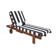Leżaki ogrodowe - Ogrodowy leżak z poduszką i materacem Azure 5900168832473 King Home czarny biały brązowy - miniaturka - grafika 1