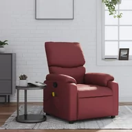 Krzesełka i taborety dla dzieci - ﻿Rozkładany fotel masujący, winna czerwień, obity sztuczną skórą - miniaturka - grafika 1
