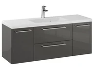 Szafki łazienkowe - Szafka Wisząca Z Umywalką RON 120 cm D - Titan Wysoki Połysk - Uchwyty Chromowane - miniaturka - grafika 1