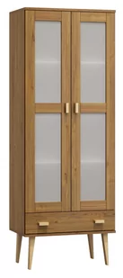 Witryna drewniana Venuci szuflada 89 cm dąb - Witryny - miniaturka - grafika 1