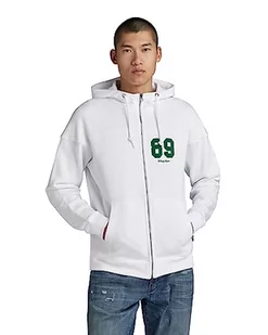 G-STAR RAW Męska bluza sportowa Zip Loose HDD sw Hooded Bluza, biała (White D23323-D483-110), M, biały (White D23323-d483-110) - Bluzy męskie - miniaturka - grafika 1