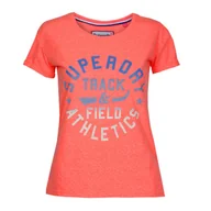 Koszulki i topy damskie - Koszulka damska Superdry Trackster koralowa z nadrukiem -M - miniaturka - grafika 1