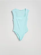 Koszulki i topy damskie - Reserved - Gładkie body - jasnoturkusowy - miniaturka - grafika 1