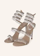 Sandały damskie - Rene Caovilla Sandały Na Obcasie Z Ozdobnymi Kamykami grau - miniaturka - grafika 1