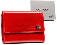 Portfele - Klasyczny skórzany portfel damski z ochroną kart RFID Rovicky, czerwony - miniaturka - grafika 1