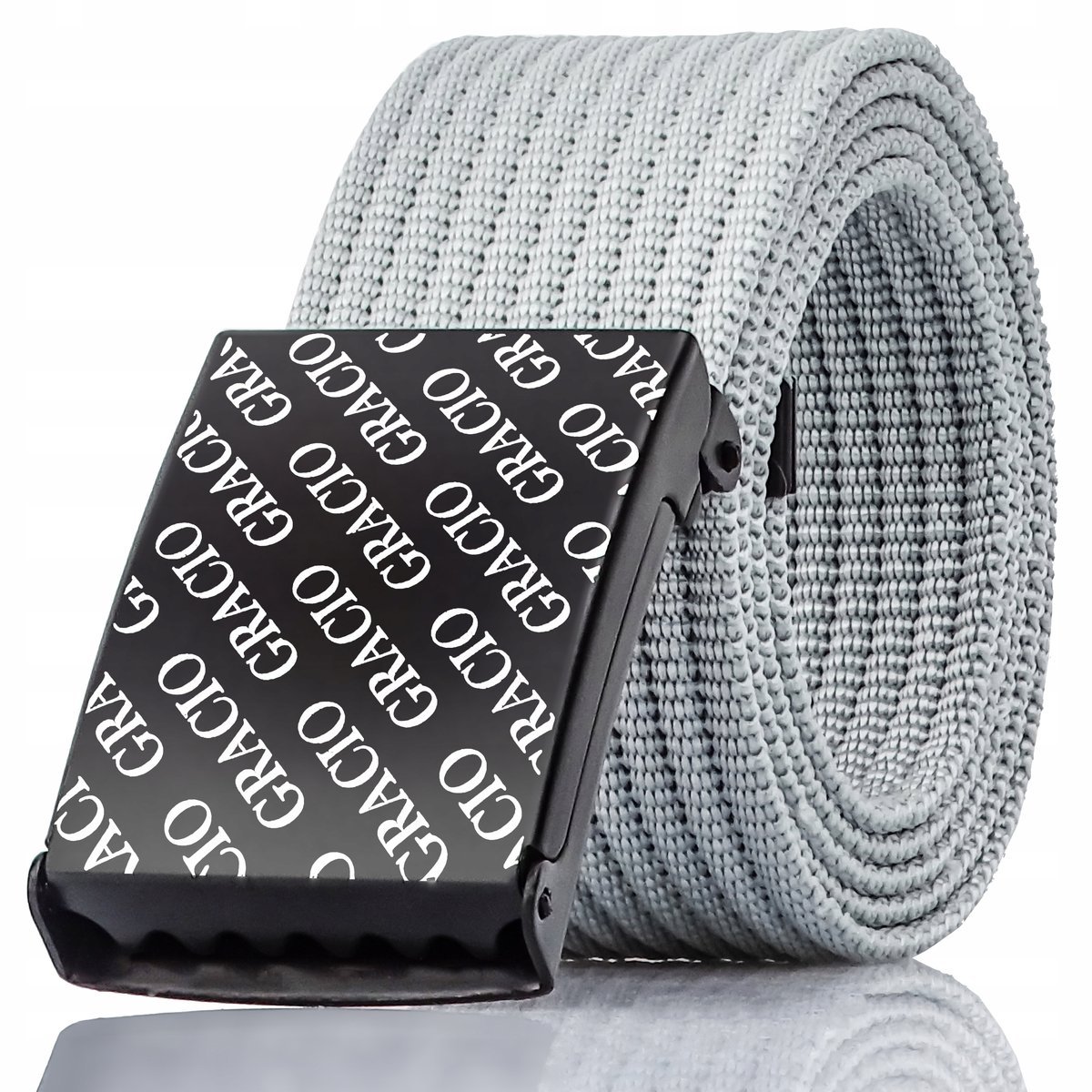 Pasek Męski Gracio Klamra Metalowa z Logo SZARY Szeroki Męski 135cm