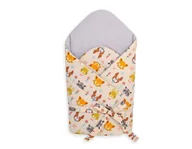 Rożki i beciki - Rożek dla niemowląt z wiązaniem 2w1 usztywniany i miękki - zwierzątka kremowe - miniaturka - grafika 1