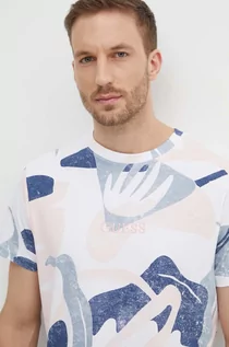 Koszulki męskie - Guess t-shirt bawełniany męski kolor biały wzorzysty M4GI13 I3Z14 - grafika 1