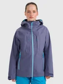 Kurtki i kamizelki sportowe damskie - 4F Kurtka trekkingowa przeciwdeszczowa membrana 20000+ damska - granatowa M - miniaturka - grafika 1