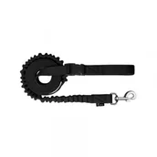 Smycze dla psów - CHABA - Smycz z amortyzatorem do biegania czarna 280cm x 1,6cm - miniaturka - grafika 1