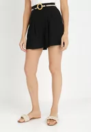 Spodenki damskie - Czarne Bawełniane Szorty z Paskiem Typhitheme - miniaturka - grafika 1