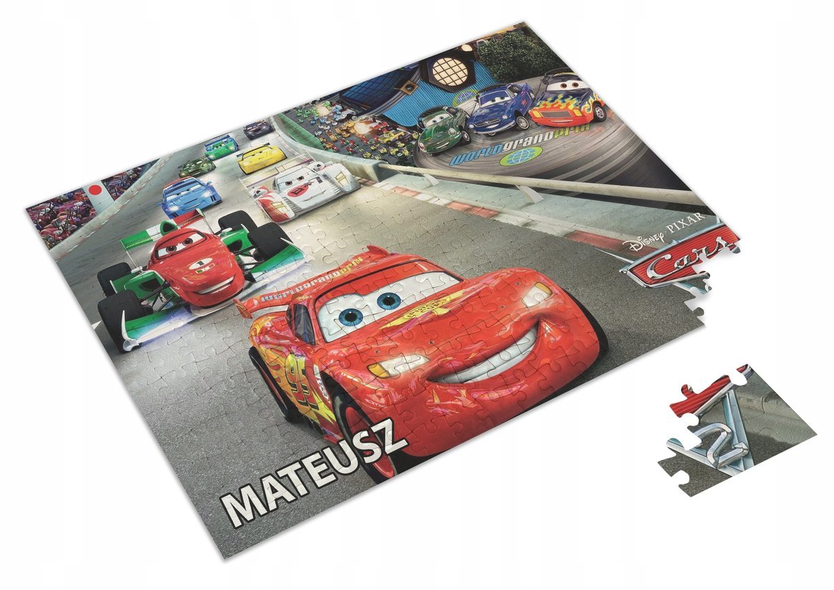 Puzzle ZYGZAK MCQUEEN ZŁOMEK AUTA A3 252 el z Nadrukiem + IMIĘ Pudełko 7