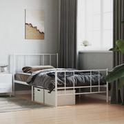 Łóżka - Metalowa rama łóżka z wezgłowiem i zanóżkiem, biała, 90x200 cm Lumarko! - miniaturka - grafika 1