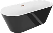 Wanny - Mexen Flavia wanna wolnostojąca 170 x 75 cm, biała/czarna, przelew miedź szczotkowana - 54031708075-65 - miniaturka - grafika 1