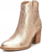 Botki damskie - Xti Damskie Botki Złote Metaliczne na Zamek 36 Żte - miniaturka - grafika 1