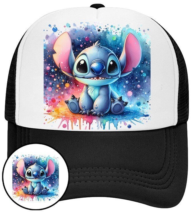 Czapka z Daszkiem Lilo i Stich Czarna z Nadrukiem Na Lato Siatka Bejsbolówka