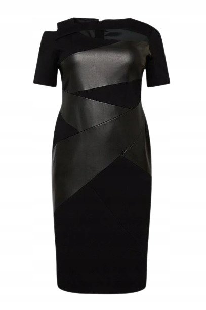 KAREN MILLEN SUKIENKA CZARNA KOKTAJLOWA PROSTA MIDI 42 1A6D1* 42 1A6