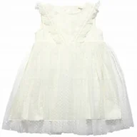 Sukienki - Elegancka SUKIENKA Koronka TIUL Falbanka ECRU 92 - miniaturka - grafika 1