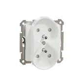 Gniazdka elektryczne - Gniazdo podwójne z uziemieniem Schneider Sedna Design SDD111275 z przesłonami do systemu ramkowego białe Design  Elements - miniaturka - grafika 1