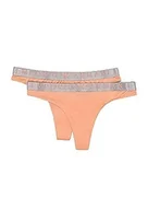 Majtki damskie - Emporio Armani Women's Iconic Mikrofiber Thongs Majtki Stringi (Paczka 2) Damskie, Papaya, M - miniaturka - grafika 1