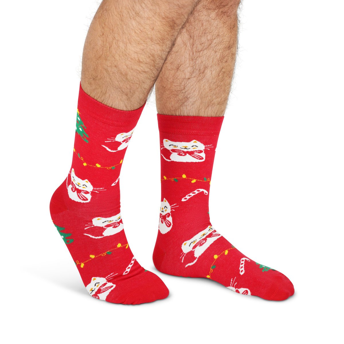 Skarpety świąteczne męskie w koty 43-46 skarpety świąteczne w koty czerwień