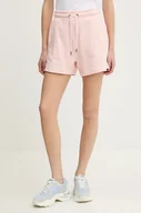 Spodnie sportowe damskie - Guess Jeans szorty bawełniane damskie kolor różowy gładkie high waist W5GD0O K68I4 - miniaturka - grafika 1