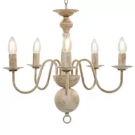 Lampy sufitowe - vidaXL Żyrandol, antyczna biel, 5 żarówek E14 - miniaturka - grafika 1