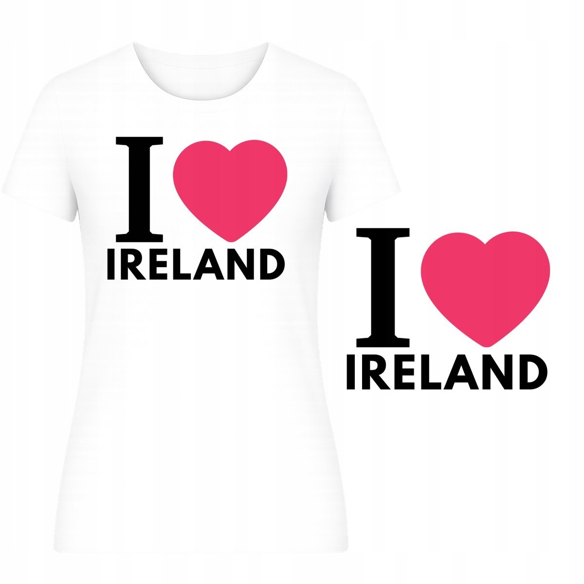 T-Shirt Damski Koszulka Hit Nadruk I Love Ireland Turystyczna Prezent 4Xl