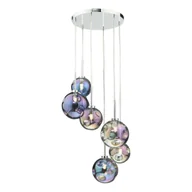 Lampy sufitowe - Lampa wisząca Mira 6 Light Cluster Pendant Polished Chrome Iridised Glass - miniaturka - grafika 1