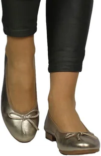 Baleriny Modne Maciejka P6800-25 00 Złote Skóra Naturalna - MACIEJKA - Baleriny - miniaturka - grafika 1