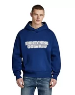 Bluzy męskie - G-STAR RAW Męska bluza z dzianiny Graphic HDD Loose Knit Sweater, Niebieski (Ballpen Blue D23933-d488-1822), L - miniaturka - grafika 1