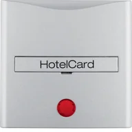 Inne akcesoria elektryczne - Berker Pokrywa do łącznika na kartę hotelową z nadrukiem i czerwoną soczewką B.Kwadrat/B.7 aluminium - miniaturka - grafika 1